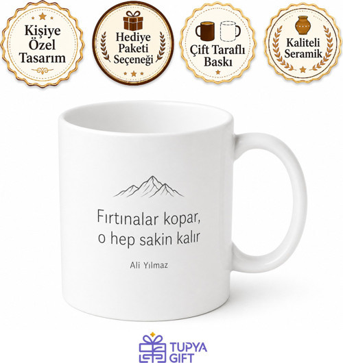 Sakin Baba Yazılı Minimalist Kupa Bardak Babalar Günü Hediyesi Porselen