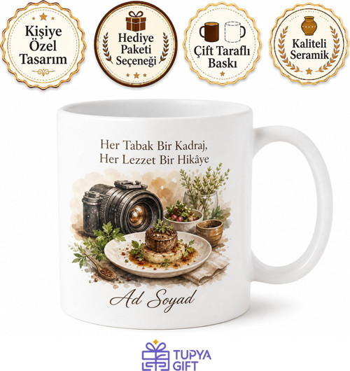 Food Photography Temalı Özel Tasarım Baskılı Kupa Bardak Hediye