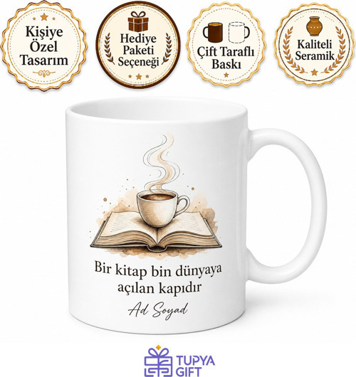 Kindle Okuyucusu Yazılı Baskılı Kupa Bardak Kitap Sever Hediye