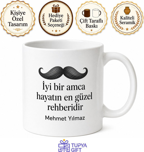 Amca İçin Mesajlı Hediyelik Baskılı Kupa Bardak Esprili Hediye