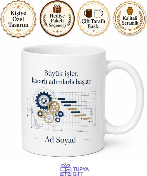 Proje Müdürüne Hediye İsimli Özel Tasarım Baskılı Porselen Kupa Bardak