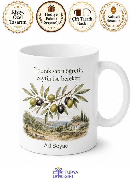 Zeytin Hasadı Ege Çiftçisine Barış Bereket Dalı Kupa Bardak Hediye