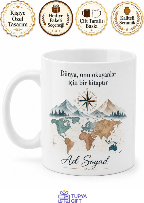Kişiye Özel Gezgin Ruhlu Baskılı Kupa Bardak İsimli Hediye