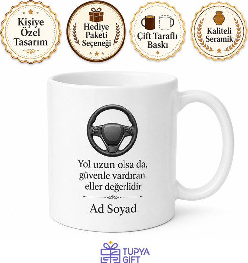 Kişiye Özel Şoför Hediyesi Baskılı Kupa Bardak İsimli Hediye