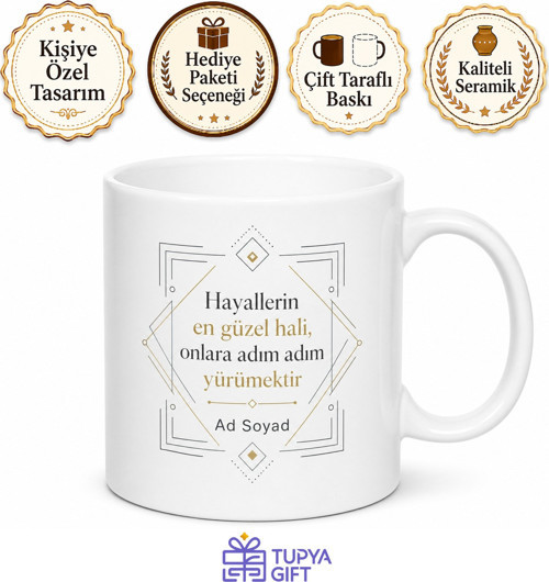 Modern Tasarım Kişiye Özel İsimli Baskılı Kupa Bardak Hediye