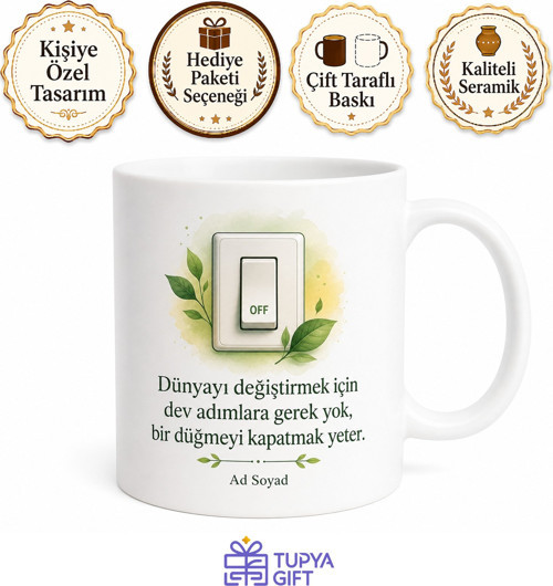 Enerji Tasarrufu Yapanlara Işıkları Kapatma Fişleri Çekme Bilinci Kupa Hediye Bardak