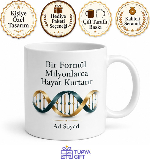 mRNA Aşısı Hayat Kurtaran Formül Bilim Temalı Baskılı Kupa Bardak Hediye