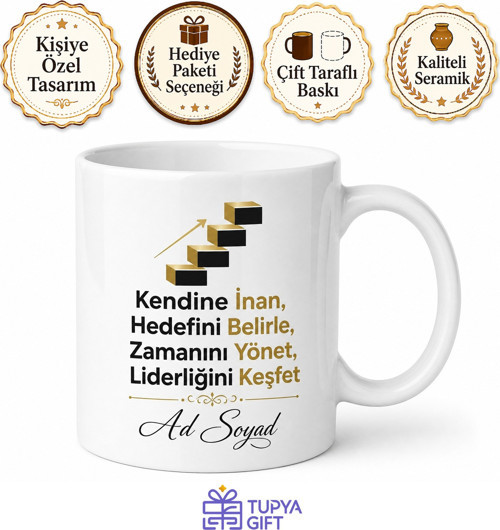 Kişisel Gelişim Motivasyon Kendine İnan Başarı Hedef Belirleme Baskılı Kupa Bardak Hediye