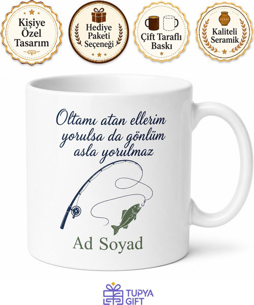 Balık Tutmayı Seven İçin Mesajlı Hediyelik Baskılı Kupa Bardak Hobi Hediyesi