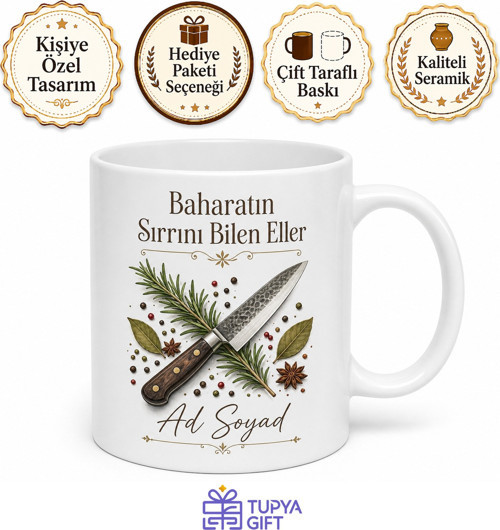 Aşçı Mutfak Şef Bıçağı Baharat Sırrı Kupa Bardak Hediye