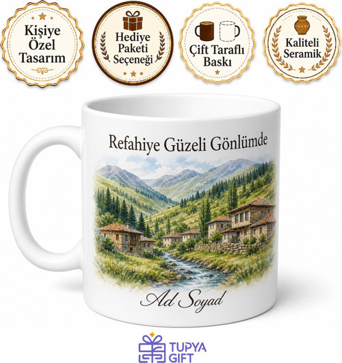 Refahiye Doğa Güzellikleri Erzincan Hatırası Porselen Kupa Bardak Hediye