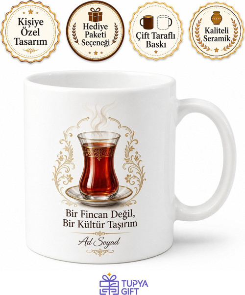Türk Çayı Aşıklarına İnce Belli Silüetli Tavşan Kanı Demli Kupa Bardak Hediye