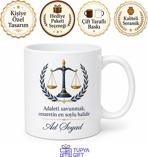 Kişiye Özel Hukuk Temalı Baskılı Kupa Bardak Avukat Hediye