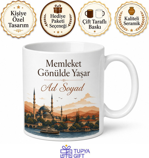 Memleket Derneği Hediyesi Özel Tasarım Baskılı Porselen Kupa Bardak Hatıra Hediye