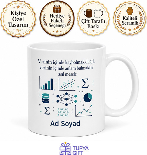 Veri Bilimcisine Hediye Big Data İstatistik Makine Öğrenimi Baskılı Kupa Bardak