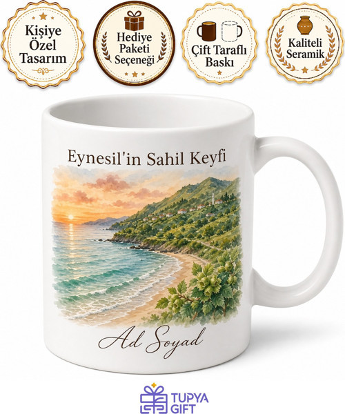 Eynesil Sahil Keyfi Giresun Hatırası Çay Kahve Kupası Hediye Bardak