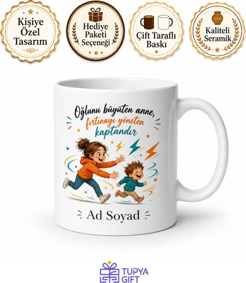 Erkek Çocuğu Annelerine Özel Enerjisi Bitmeyen Anne Kupası Hediye Bardak