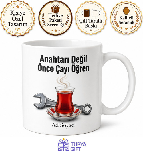Oto Sanayide Çırak Olan Gence Ustanın Çayını Getiren Kupa Hediye Bardak