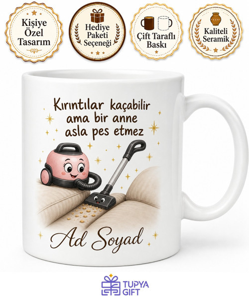 Koltuk Süpüren Annelere Özel Temizlik Temalı Komik Kupa Bardak Hediye
