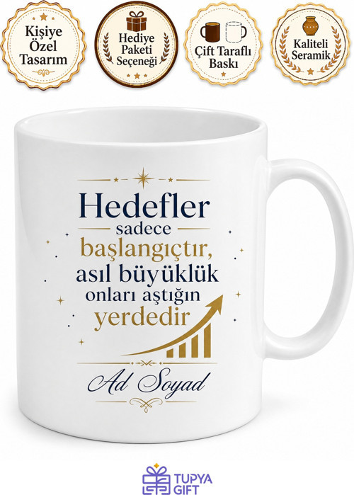 Prim Alan Satış Temsilcisine Başarı Kotası Aşım Kutlaması Kupa Bardak Hediye