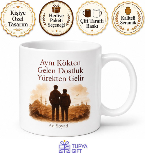 Aynı Memleketten İkili Özel Baskılı Kupa Bardak Hemşehri Hediye