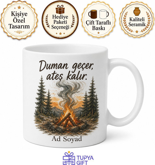 Kamp Ateşi Duman Altı İsli Orman Kupası Kamp Hediye Bardak