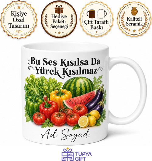 Pazarcı Esnafına Hediye Bağırmaktan Sesi Kısılmış Taze Sebze Meyve Kupası Bardak