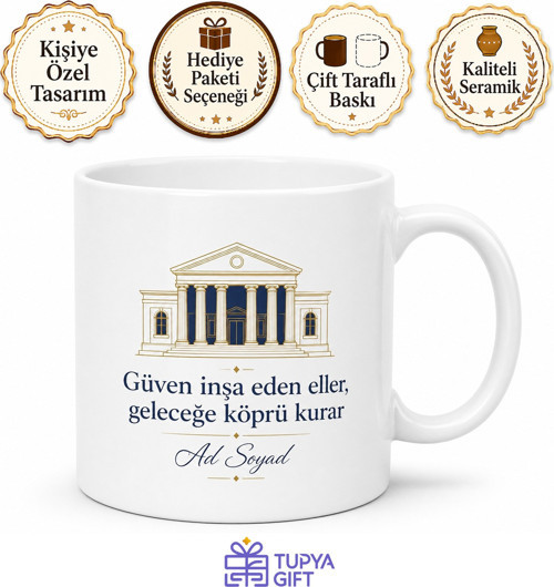 Bankacı İçin Özel Tasarım Seramik Baskılı Kupa Bardak İş Hediyesi