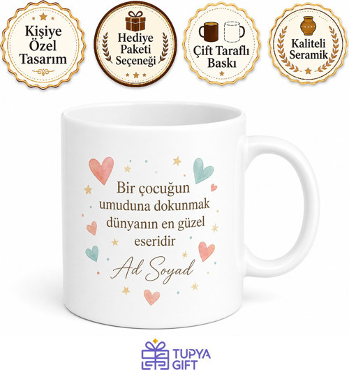 Lösev Gönüllüsüne Çocuklara Umut Olan Koca Yürekli İnsan Kupa Bardak Hediye