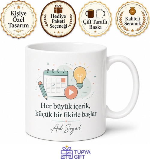 Kişiye Özel İçerik Planı Temalı Kupa Bardak Hediye İçerik Üretici
