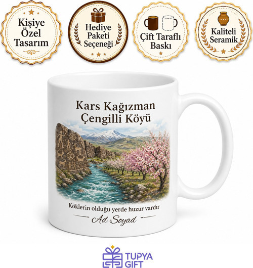 Kars Kağızman Çengilli Köyü Kaya Resimleri Aras Nehri Kayısı Bahçeleri Çay Kupası Hediye
