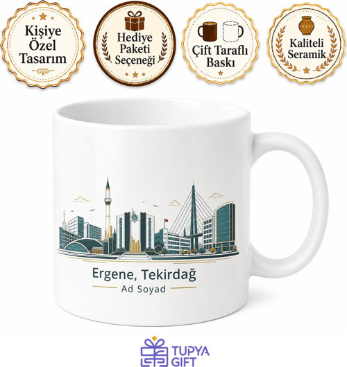 Ergene Modern Şehir Dokusu Tekirdağ Hatırası Kupa Bardak Hediye