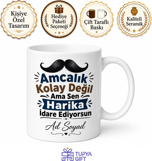 Kişiye Özel Amcaya Esprili Baskılı Kupa Bardak Hediye Amca Hediyesi