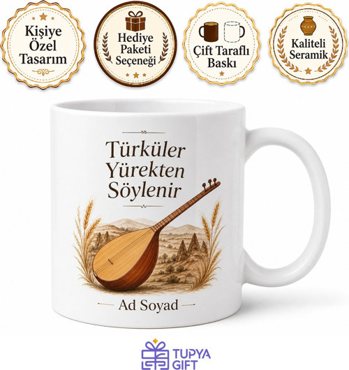 Türkü Dinleyenlere Özel Bağlama Sesi Anadolu Hasreti Toprak Kokusu Hediye Kupa Bardak