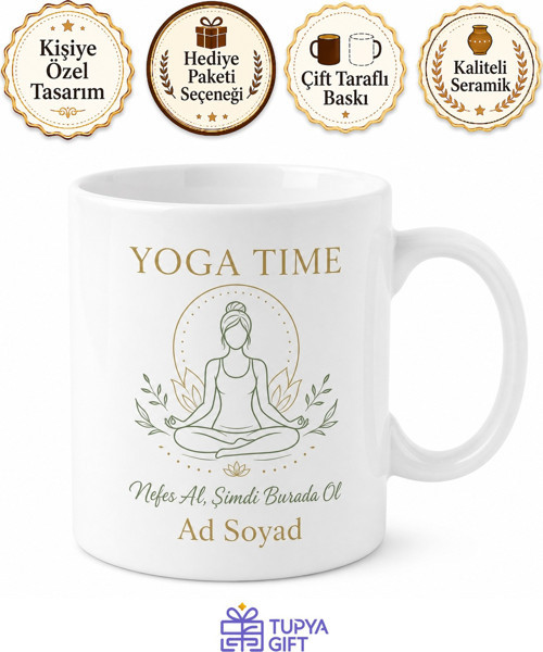 Yoga Time Yazılı Yoga Eğitmenlerine Ve Severlere Kupa Bardak Hediye