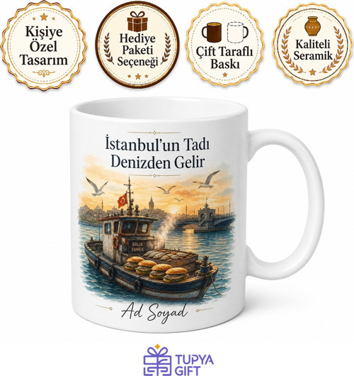 Eminönü Balık Ekmek Keyfi Sahil Kokusu Hatıra Seramik Kupa Bardak Hediye