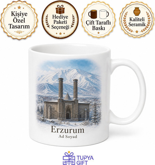 Erzurum Minareli Medrese Palandöken Kar Manzarası Kupa Bardak Hediye