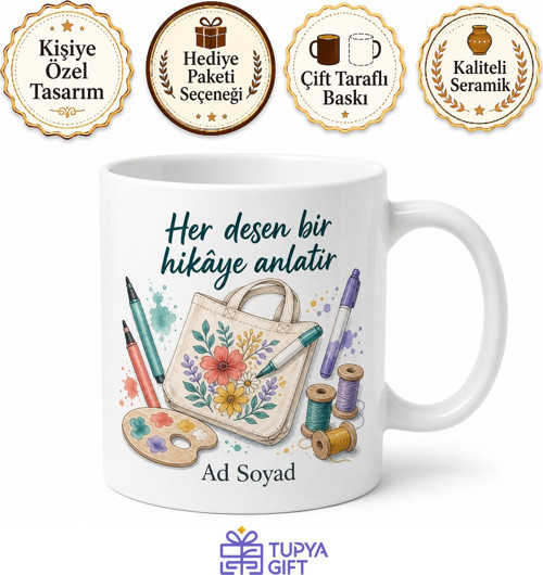 Kumaş Boyama Bez Çanta Tasarımı Kumaş Kalemi Kendin Yap Moda Kupa Hediye Bardak