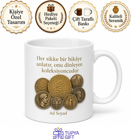 Eski Para Koleksiyoncusu Tasarım Baskılı Kupa Bardak Hediye