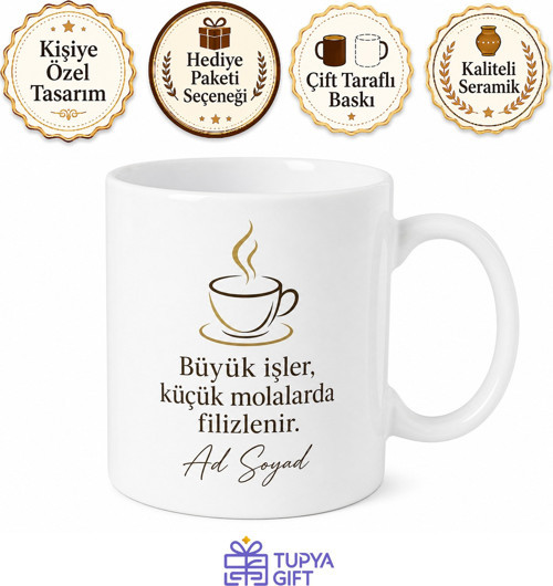 Yoğun Çalışan İçin Kişiye Özel İsimli Baskılı Kupa Bardak Ofis Molası Hediyesi