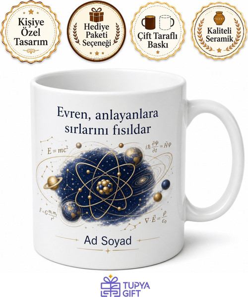Evrenin Sırlarını Çözen Fizikçi Özel Tasarım Hediye Seramik Kupa Bardak