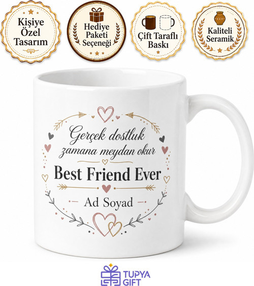 Best Friend Ever Baskılı Dünyanın En İyi Arkadaşı İngilizce Kupa Bardak Hediye
