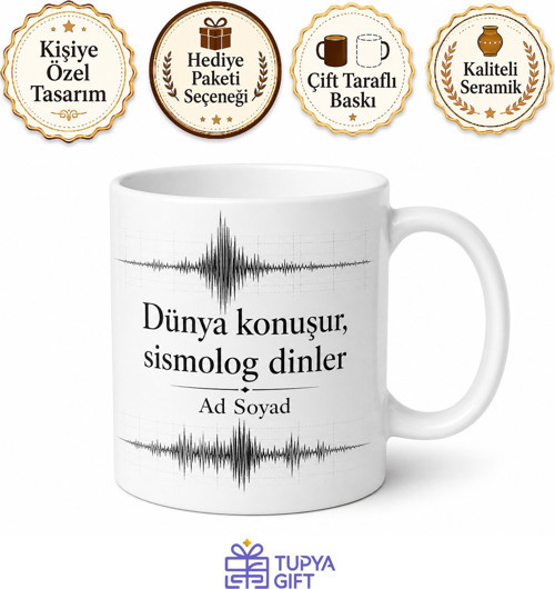 Depremleri İnceleyen Sismolog Hediye Seramik Kupa Bardak Özel Tasarım