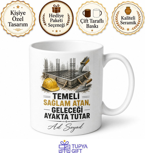 Beton Döküm İşçisi Temel Atan Emektar Çay Kupası Hediye Bardak