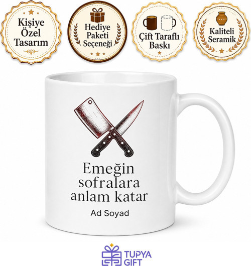 Mezbaha İşçisi Et İşleme Ustası Çay Kupası Hediye Baskılı Kupa Bardak