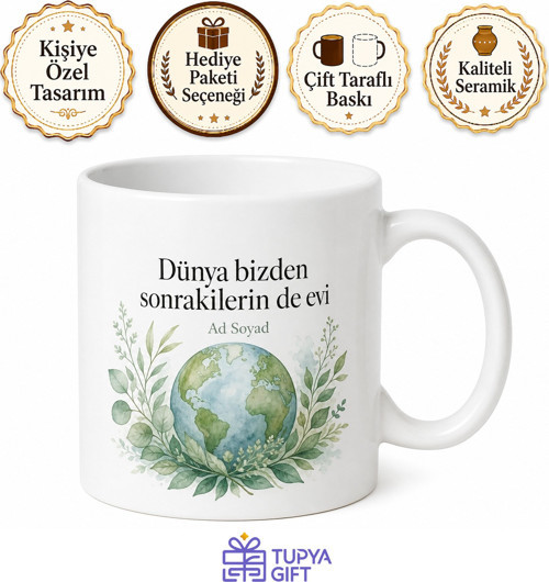Çevre Koruma Haftası Doğaya Sahip Çıkanlara Yeşil Dünya Kupa Bardak Hediye