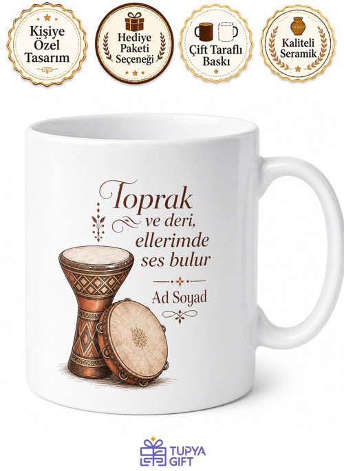 Ritim Saz Darbuka Def Yapımcısı Toprak Ve Derinin Sesi Kahve Kupası Hediye Bardak