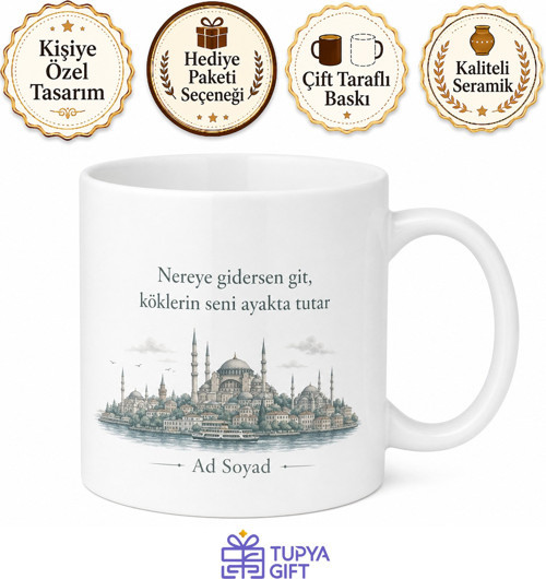 Kişiye Özel Memleket Temalı Ofis Kupa Bardak İsimli Hediye