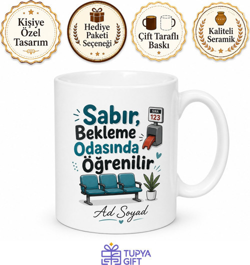 Randevu Alanlara Hastane Randevusu Muayene Sırası Bekleyen Kupa Bardak Hediye