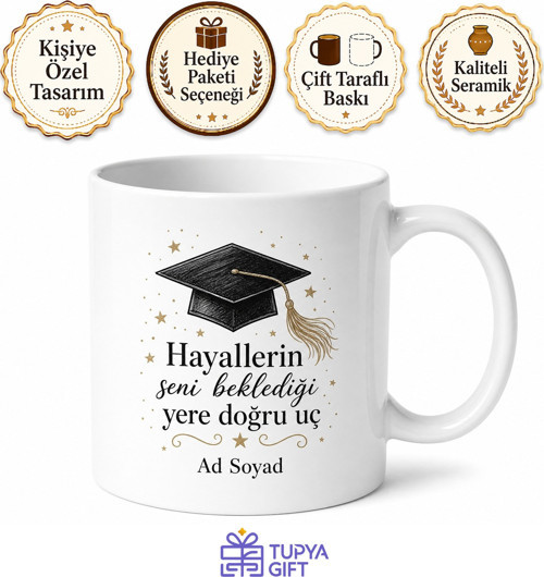 Kep Atma Töreni Hatırası Mezuniyet Gururu Seramik Kupa Bardak Hediye